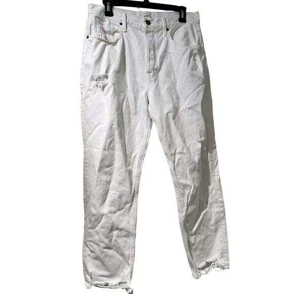 FRAME Women The Relaxed Straight Cotton Jeans White Size 30 A003088 - Picture 3 of 9